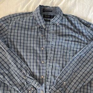Nautica Size Large Men's Blue Plaid Shirt Coastal Casual Classic